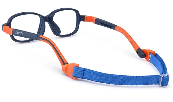 Side view of a navy and orange Nano children’s frame with its band