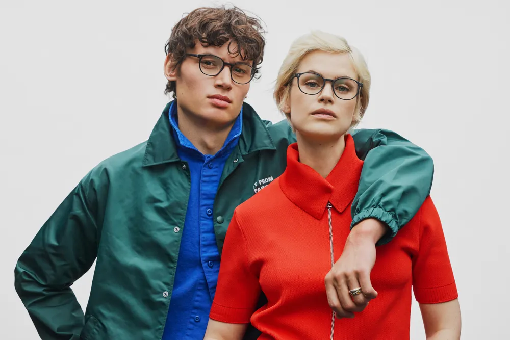 Two people wearing ProDesign Denmark glasses
